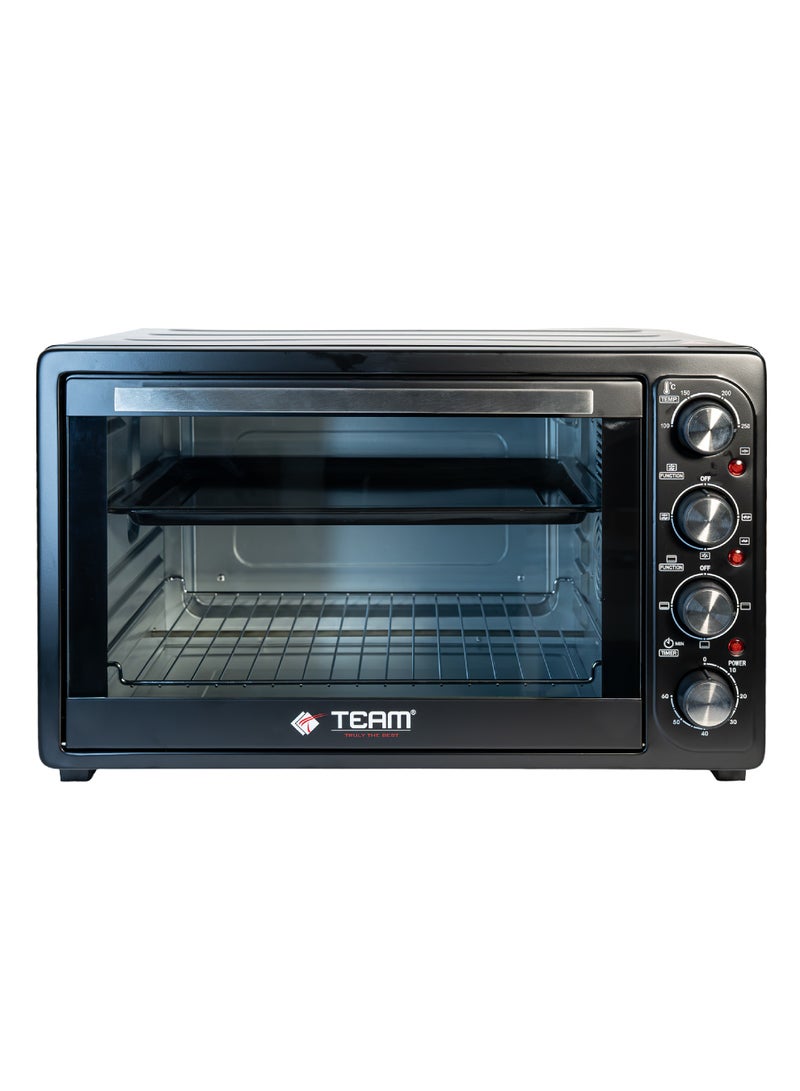 تيم TEAM Deluxe Electric Oven 48L – 1800W, Adjustable Temperature 100°C–250°C, 4 Heating Modes, Double Glass Door, Includes Food Tray & Wire Rack – Ideal for Baking, Grilling & Roasting - Image 1